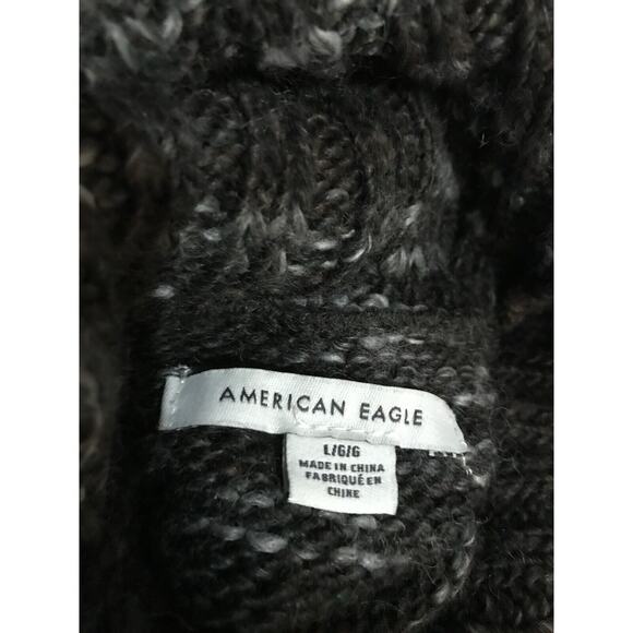 American Eagle Turtleneck Cable Knit Wool Blend Sweater Gray Size L Women Long - Picture 5 of 6